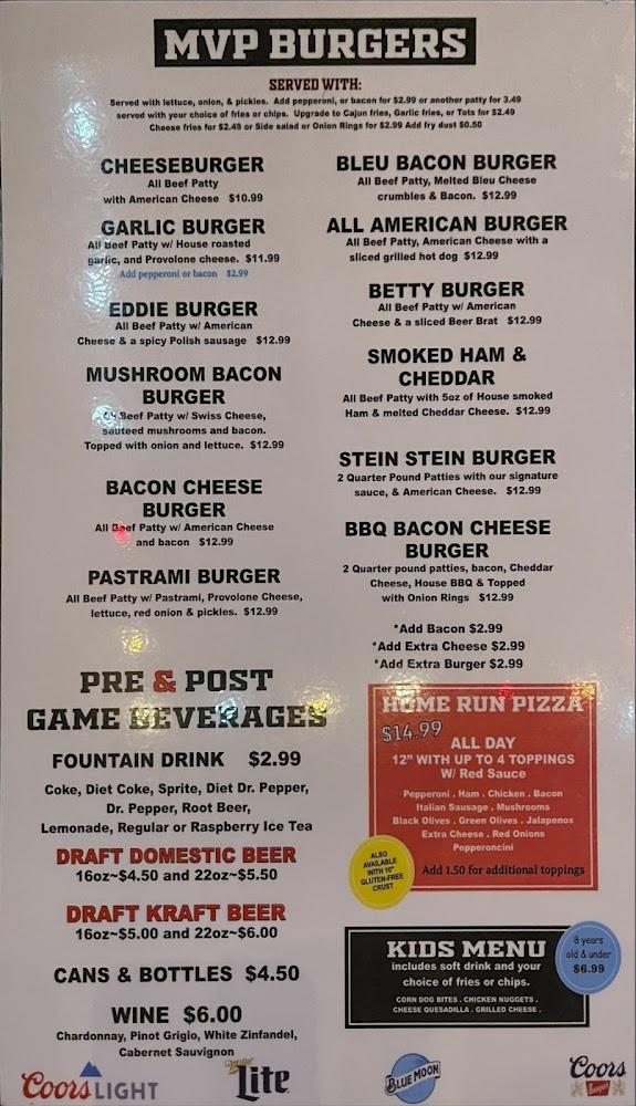 Steiny's Family Sports Grill Menu image 1