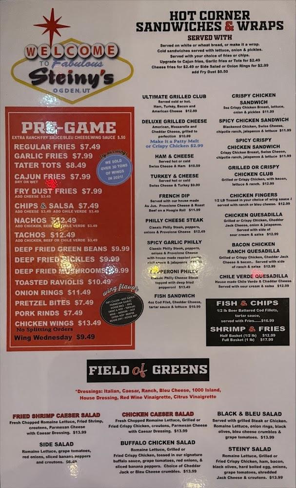 Steiny's Family Sports Grill Menu image 2